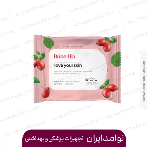 دستمال پاک کننده آرایش صورت بیول پوست های مختلط عصاره رزهیپ 20 عددی