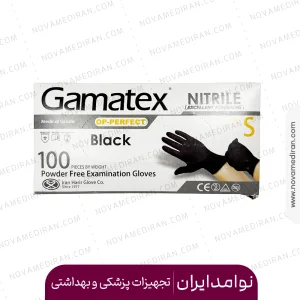 دستکش نیتریل مشکی Gamatex اوپی پرفکت 100 عددی